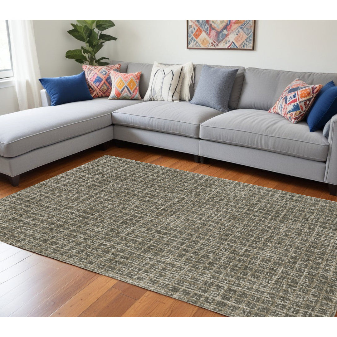 8 x 11 Gray Geometric Power Loom Area Rug Image 1