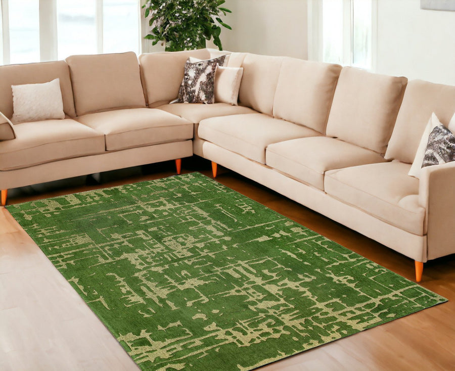 8 x 11 Green Abstract Non Skid Area Rug Image 1