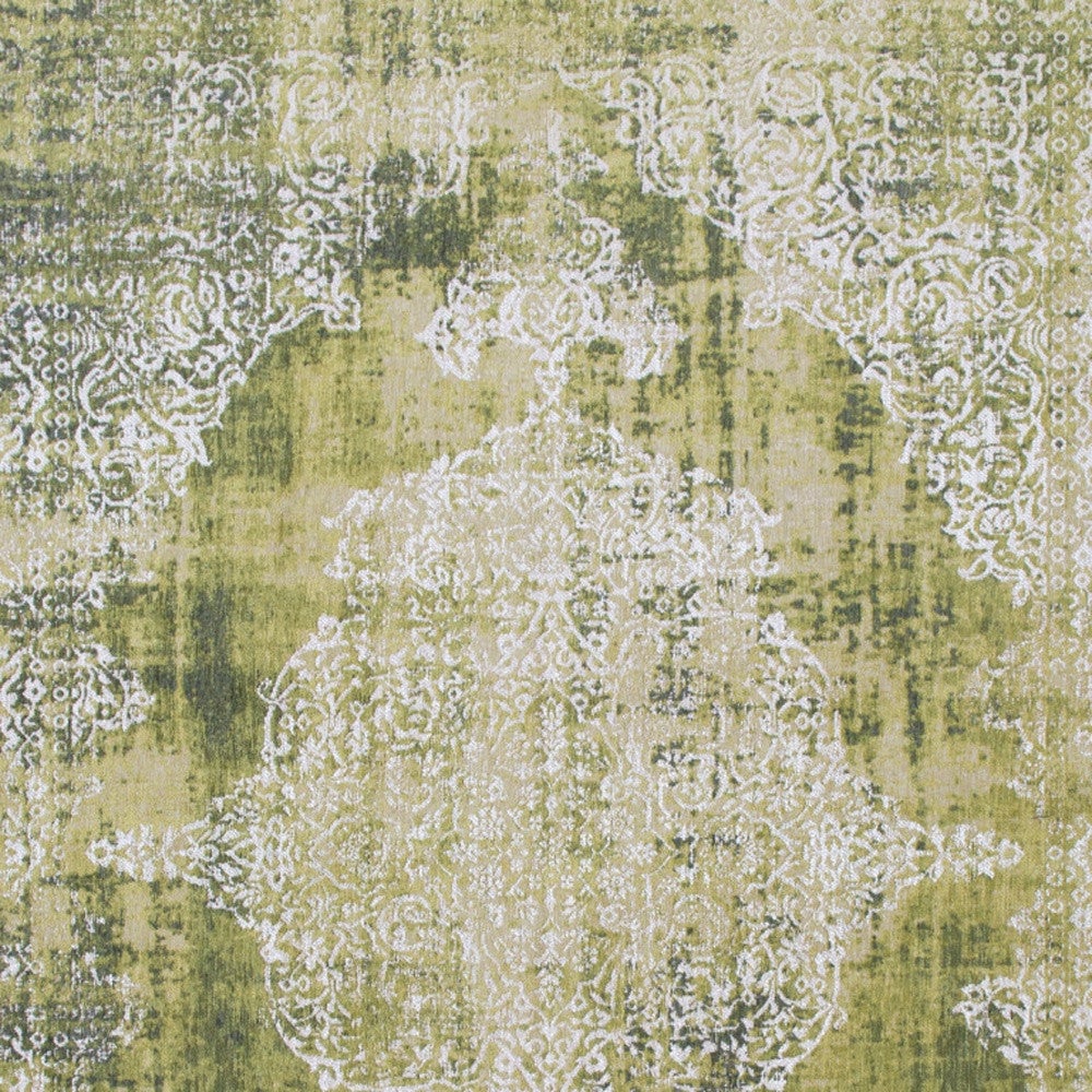 8 x 11 Green and White Oriental Non Skid Area Rug Image 5