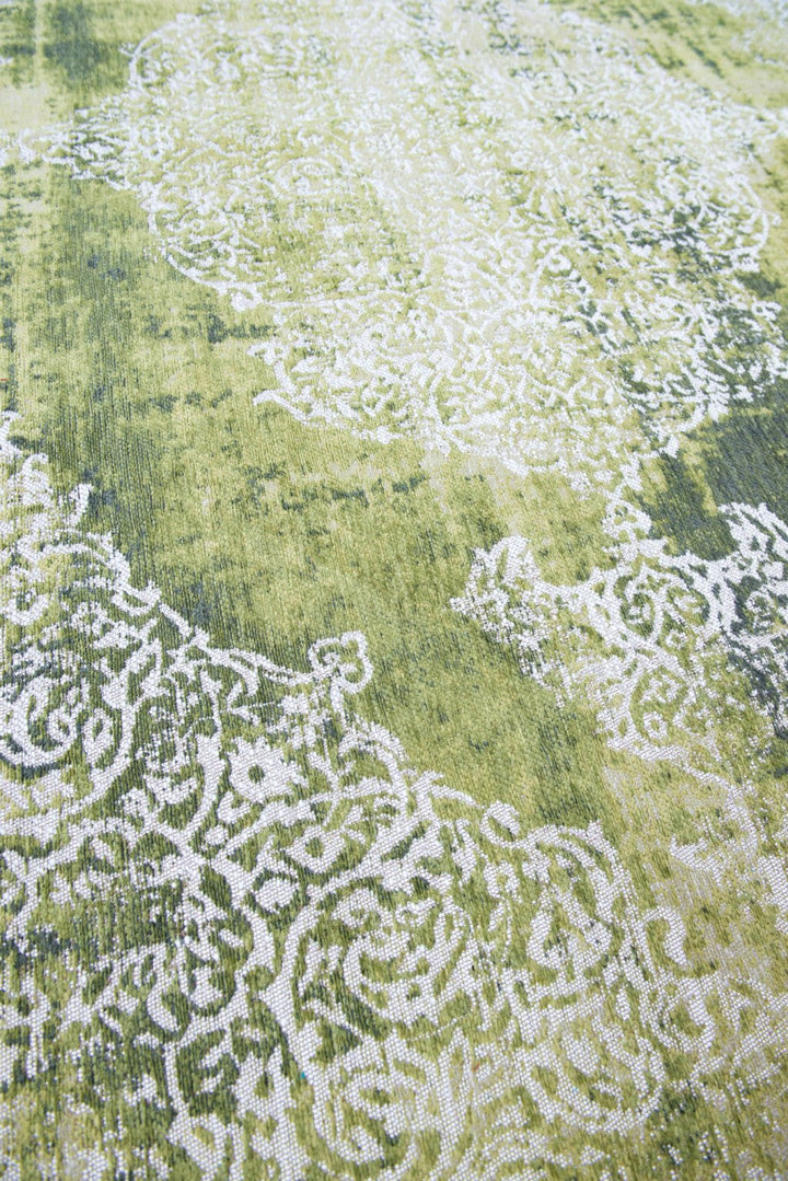 8 x 11 Green and White Oriental Non Skid Area Rug Image 8