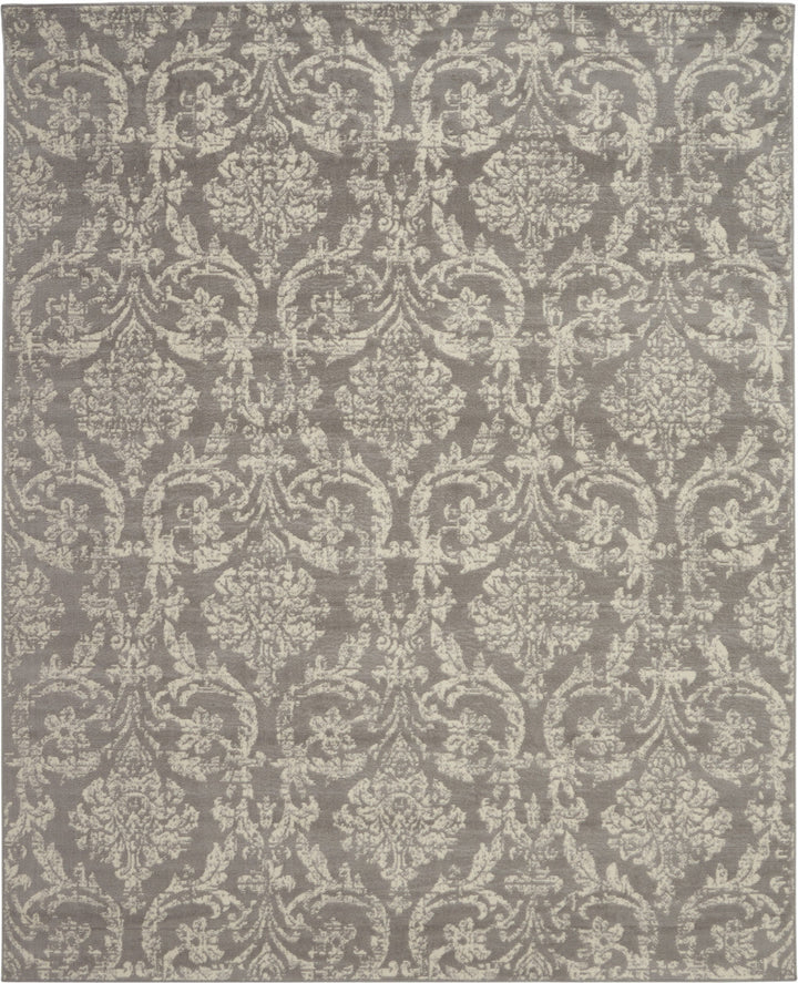 8 X 10 Gray Damask Power Loom Area Rug Image 1