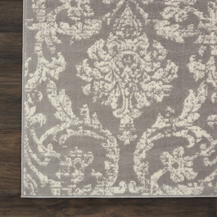 8 X 10 Gray Damask Power Loom Area Rug Image 3