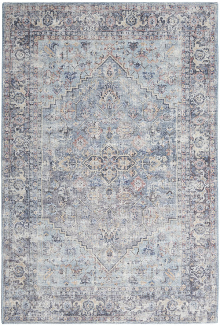 8 X 10 Gray Floral Power Loom Distressed Area Rug Image 1