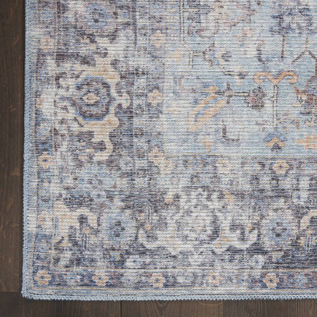 8 X 10 Gray Floral Power Loom Distressed Area Rug Image 3