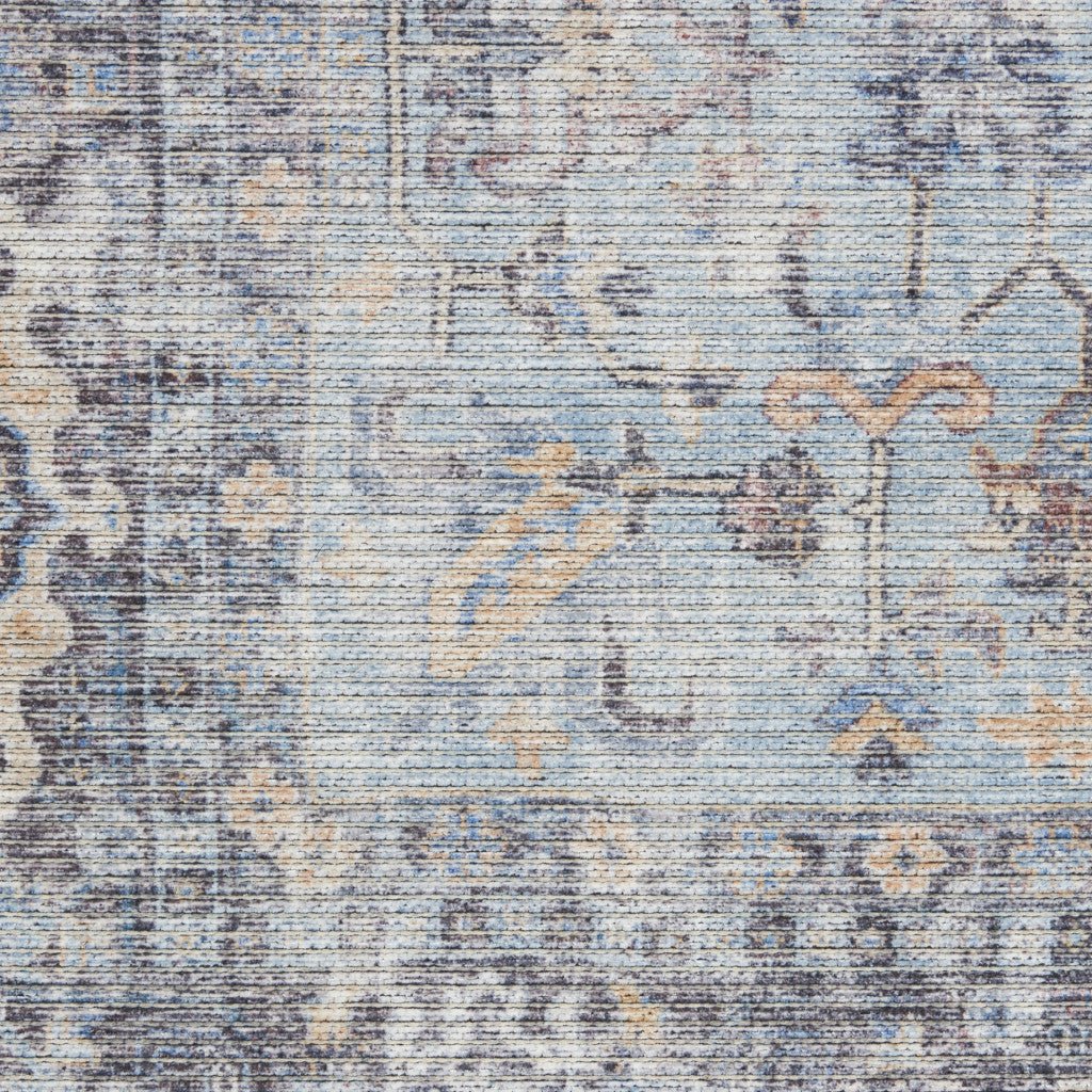 8 X 10 Gray Floral Power Loom Distressed Area Rug Image 4