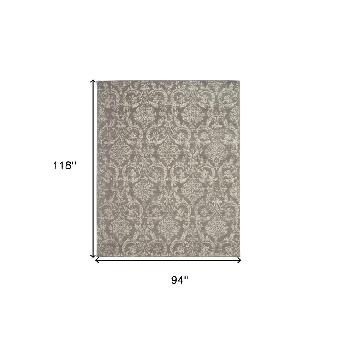 8 X 10 Gray Damask Power Loom Area Rug Image 8