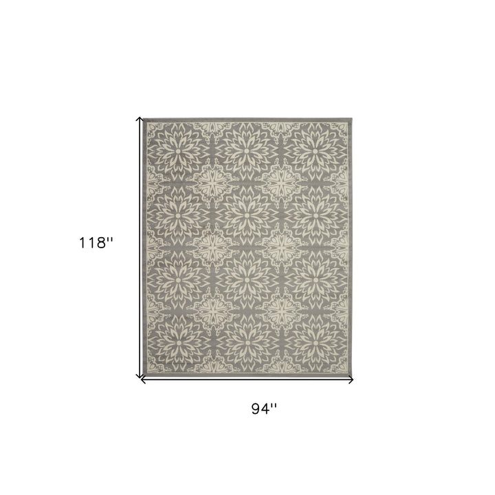 8 X 10 Gray Floral Power Loom Area Rug Image 8