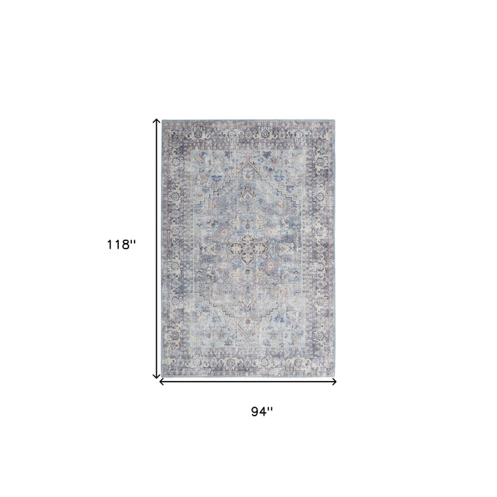 8 X 10 Gray Floral Power Loom Distressed Area Rug Image 9