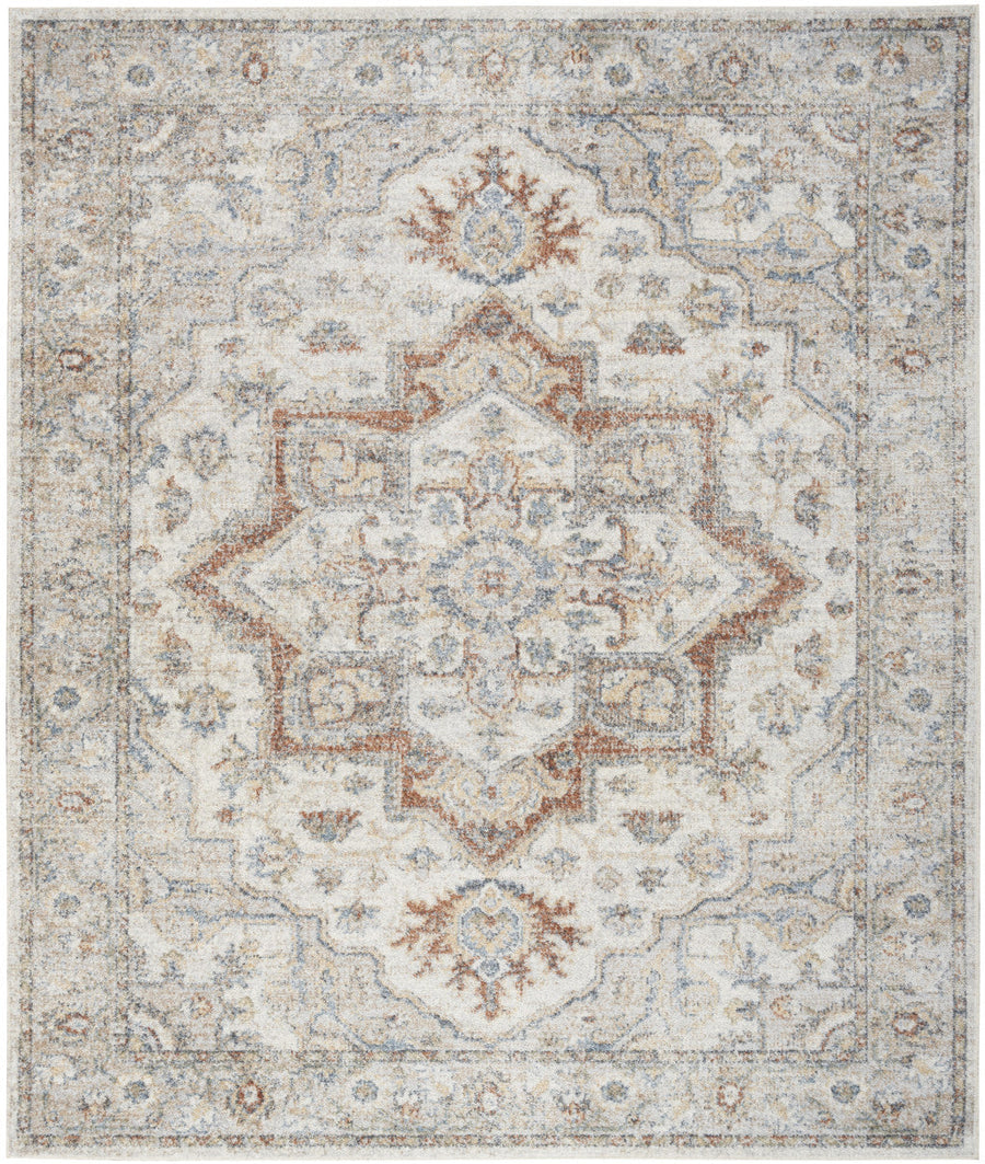 8 X 10 Gray Oriental Power Loom Washable Area Rug Image 1