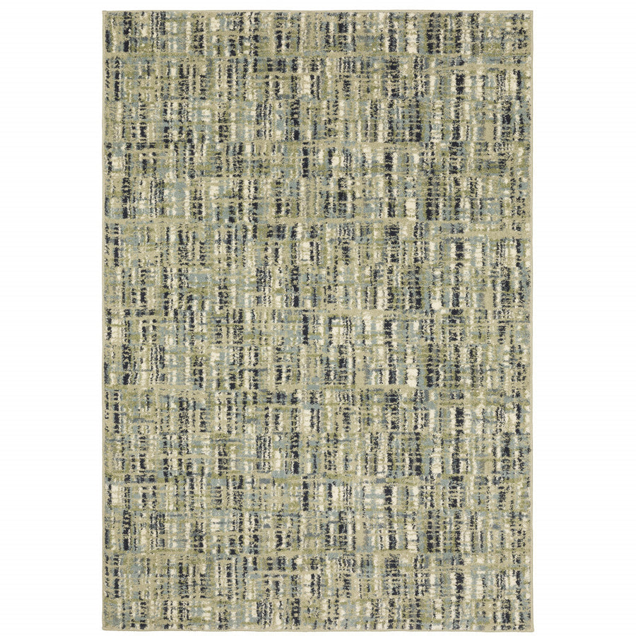 8 X 10 Green Blue Ivory Beige And Light Blue Abstract Power Loom Stain Resistant Area Rug Image 1