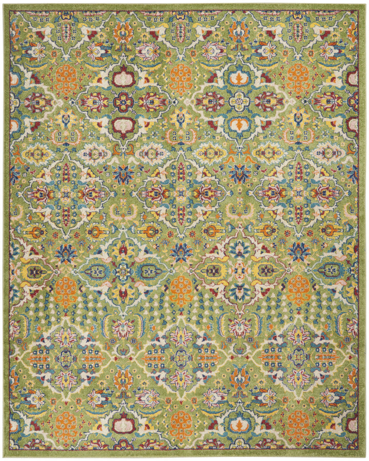 8 X 10 Green Floral Power Loom Area Rug Image 1