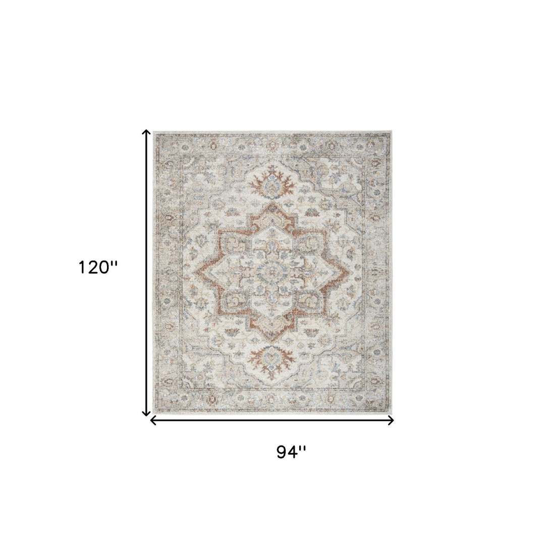 8 X 10 Gray Oriental Power Loom Washable Area Rug Image 10