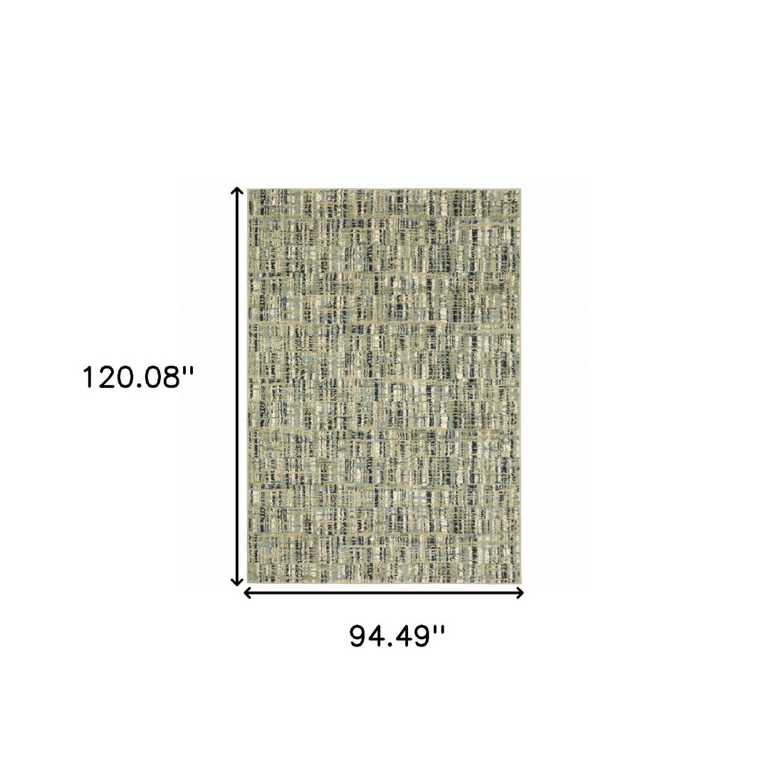 8 X 10 Green Blue Ivory Beige And Light Blue Abstract Power Loom Stain Resistant Area Rug Image 9