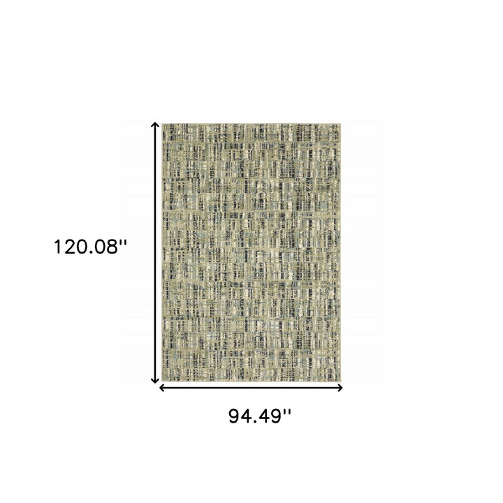 8 X 10 Green Blue Ivory Beige And Light Blue Abstract Power Loom Stain Resistant Area Rug Image 9