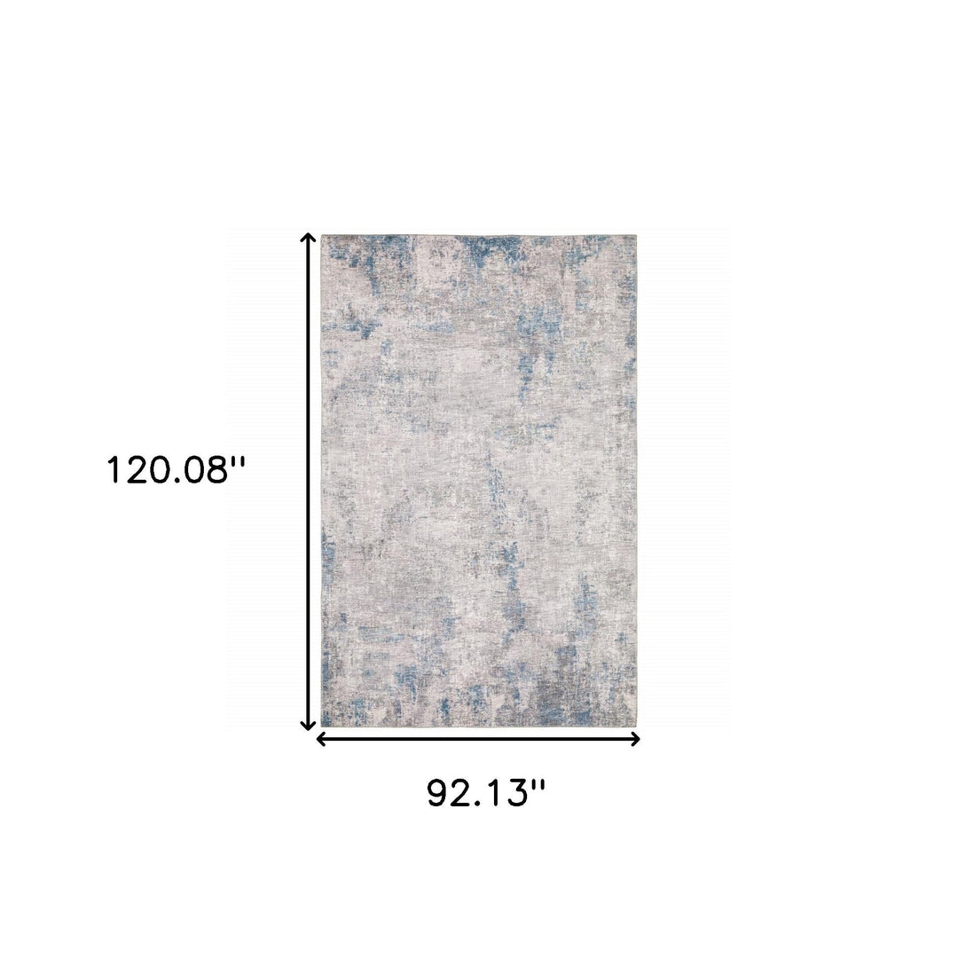 8 X 10 Grey And Blue Abstract Power Loom Stain Resistant Area Rug Image 9