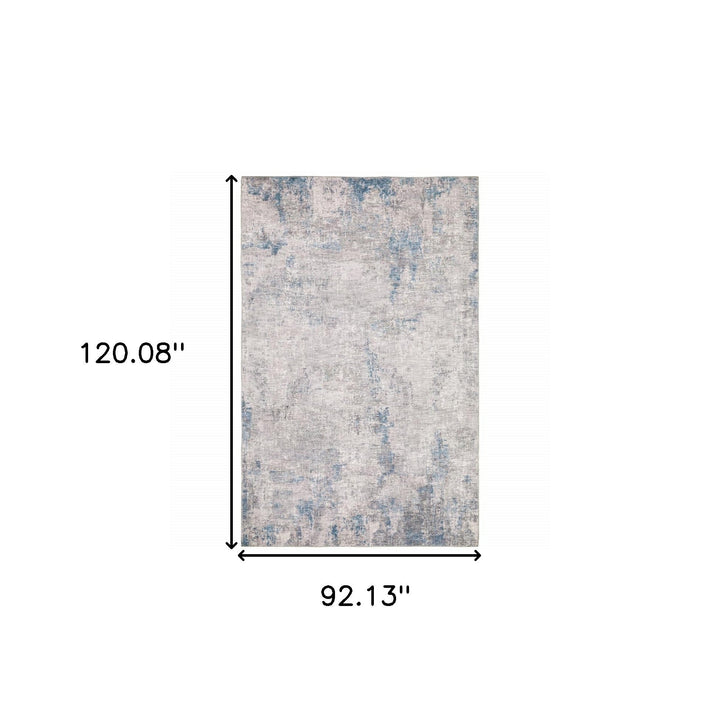 8 X 10 Grey And Blue Abstract Power Loom Stain Resistant Area Rug Image 9