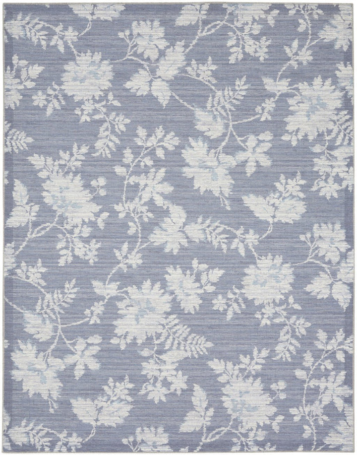 8 X 10 Grey Floral Distressed Washable Area Rug Image 1