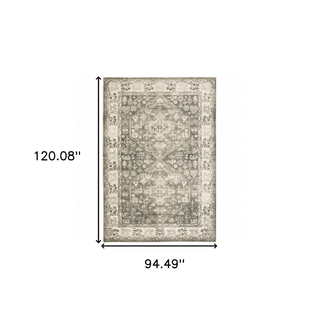 8 X 10 Grey Ivory Tan And Beige Oriental Power Loom Stain Resistant Area Rug Image 11