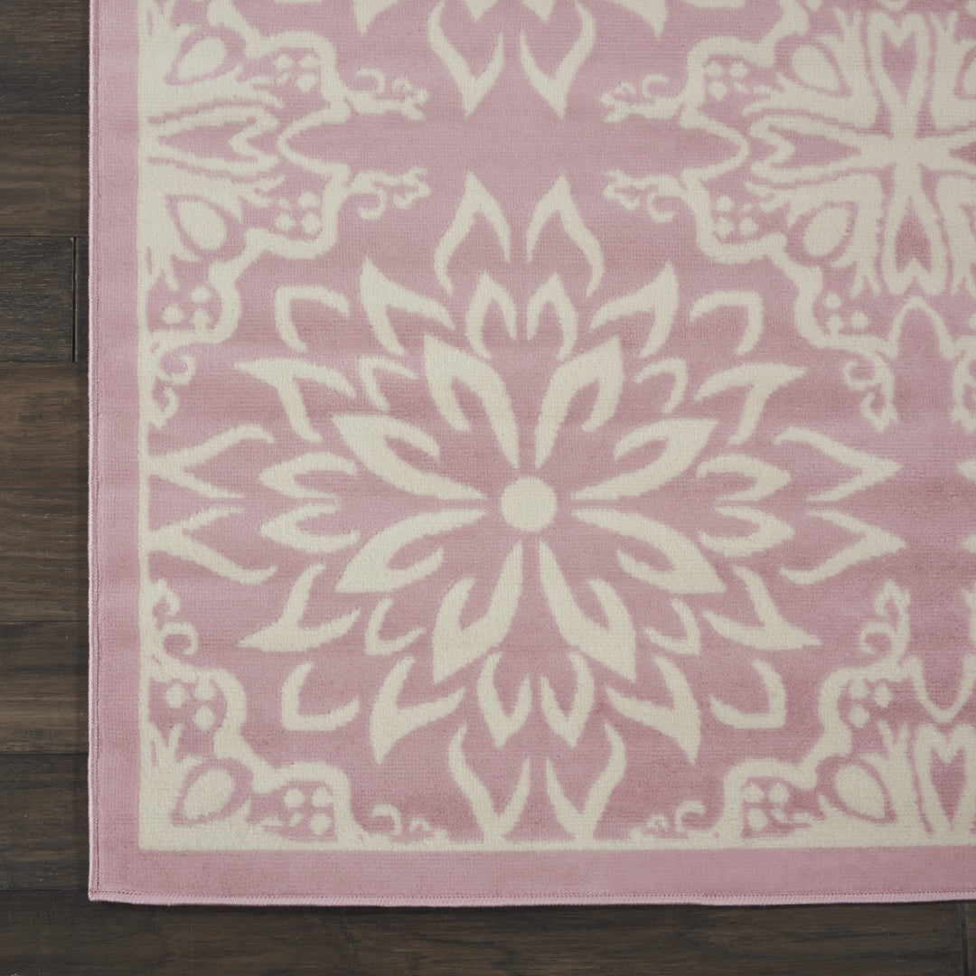 8 X 10 Pink Floral Power Loom Area Rug Image 3