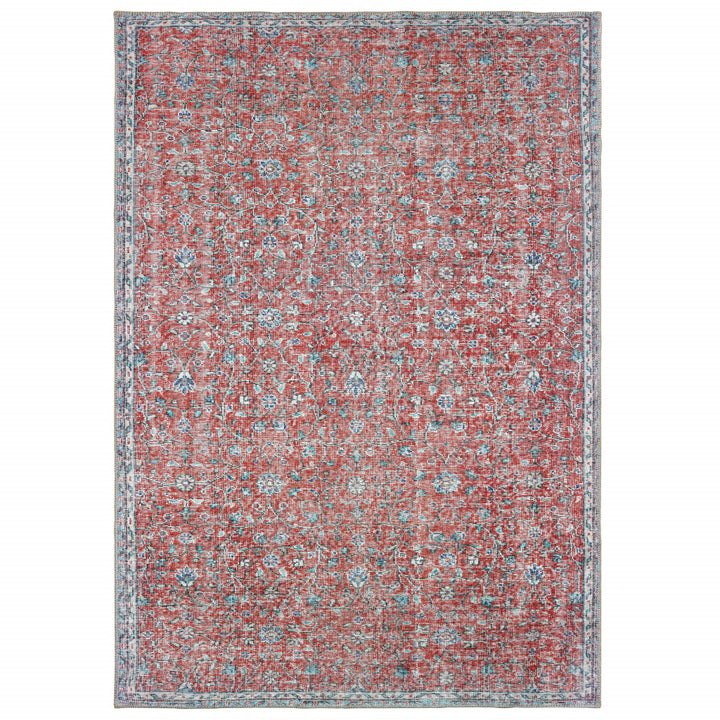 8 X 10 Red And Blue Oriental Power Loom Stain Resistant Area Rug Image 1