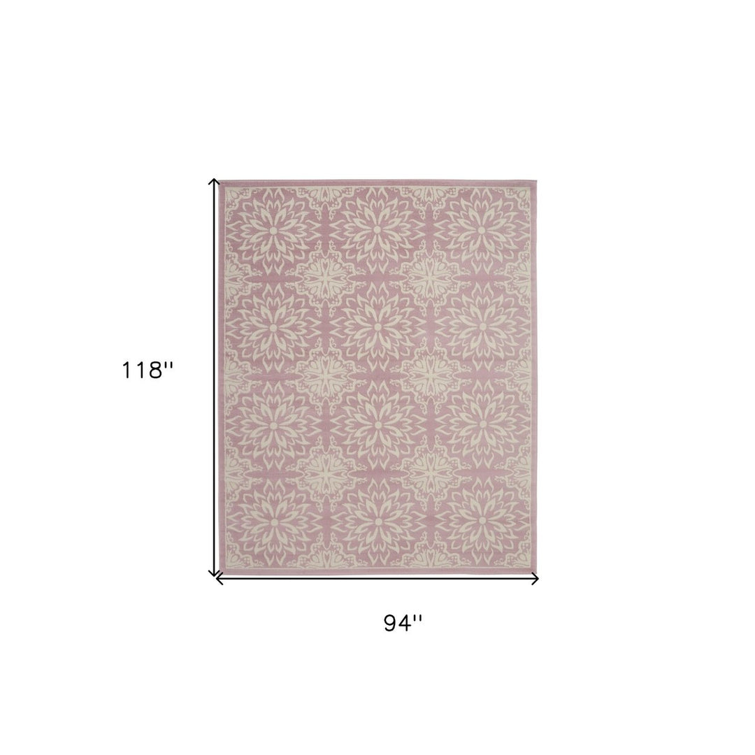 8 X 10 Pink Floral Power Loom Area Rug Image 8