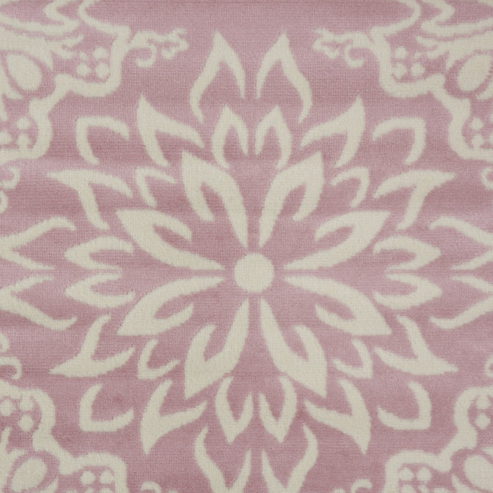 8 X 10 Pink Floral Power Loom Area Rug Image 9