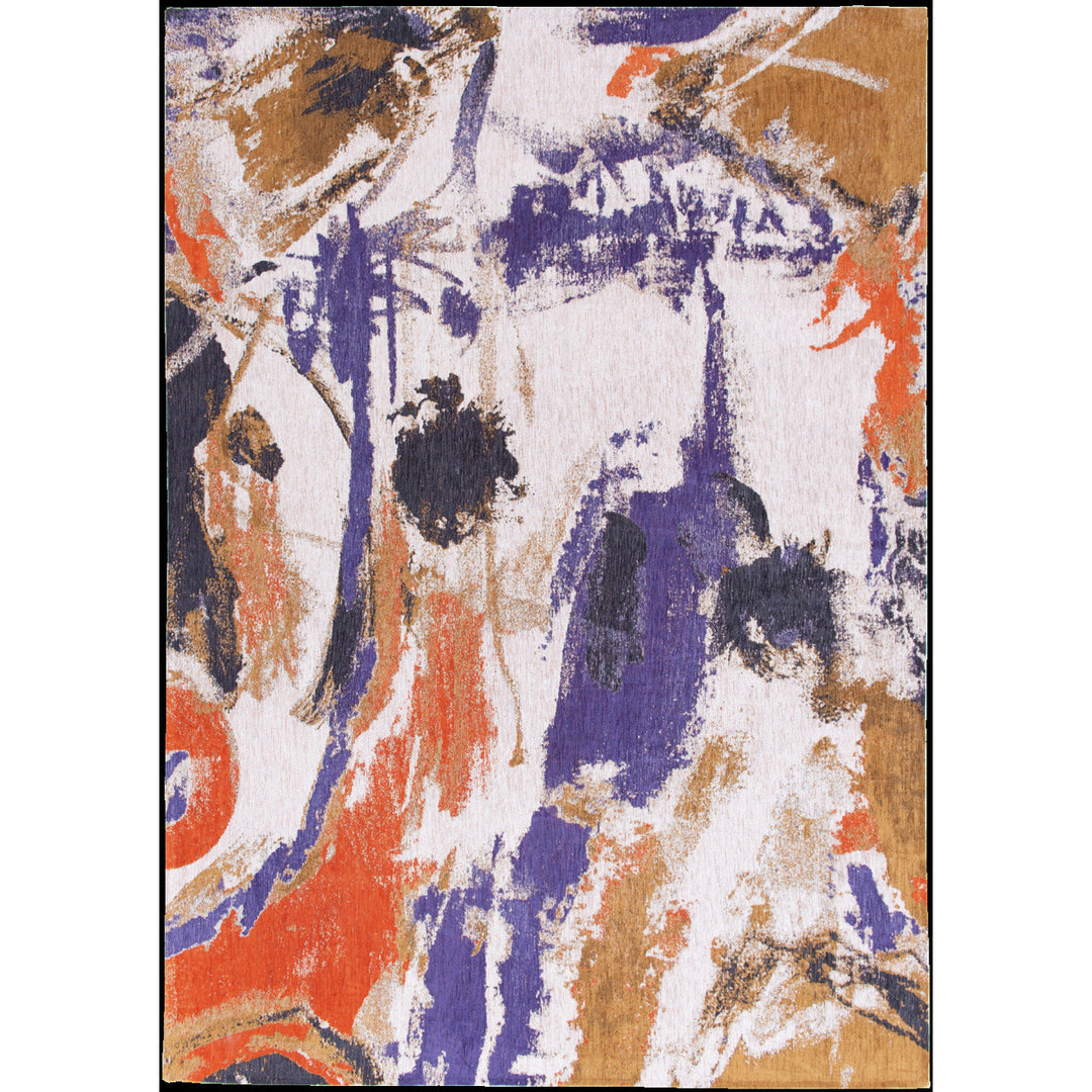 8 x 11 Purple and White Abstract Non Skid Area Rug Image 2