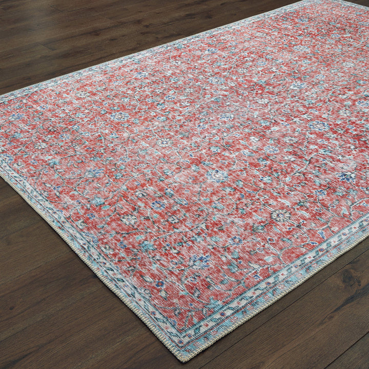 8 X 11 Red And Blue Oriental Power Loom Stain Resistant Area Rug Image 4