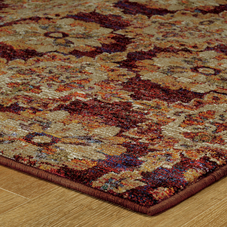 8 x 11 Red and Gold Oriental Power Loom Area Rug Image 1