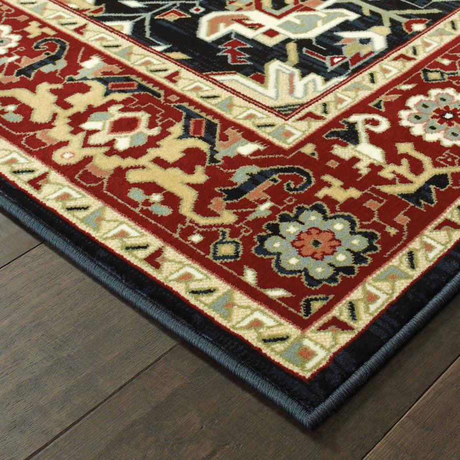 8 X 11 Red And Ivory Oriental Power Loom Stain Resistant Area Rug Image 1