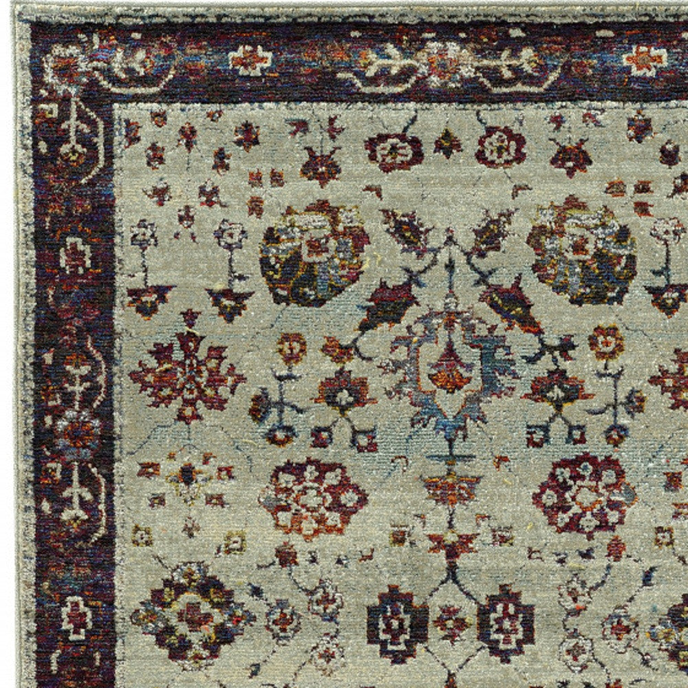 8 x 11 Red and Ivory Oriental Power Loom Area Rug Image 4