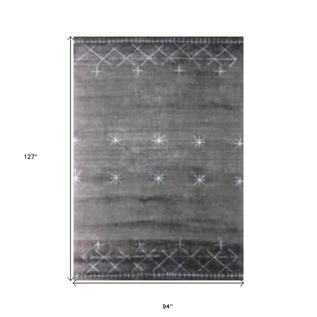 8 X 11 Sliver And Charcoal Ombre Hand Loomed Area Rug Image 5