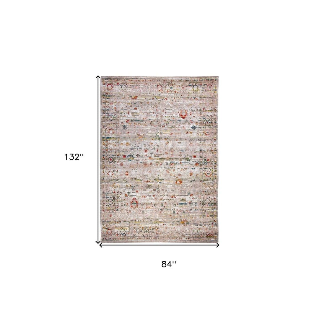 8 x 11 White Oriental Non Skid Area Rug Image 3