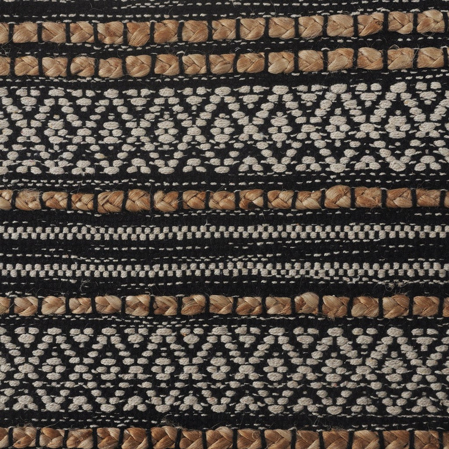 8 x 10 Black and Tan Decorative Striped Area Rug Image 1