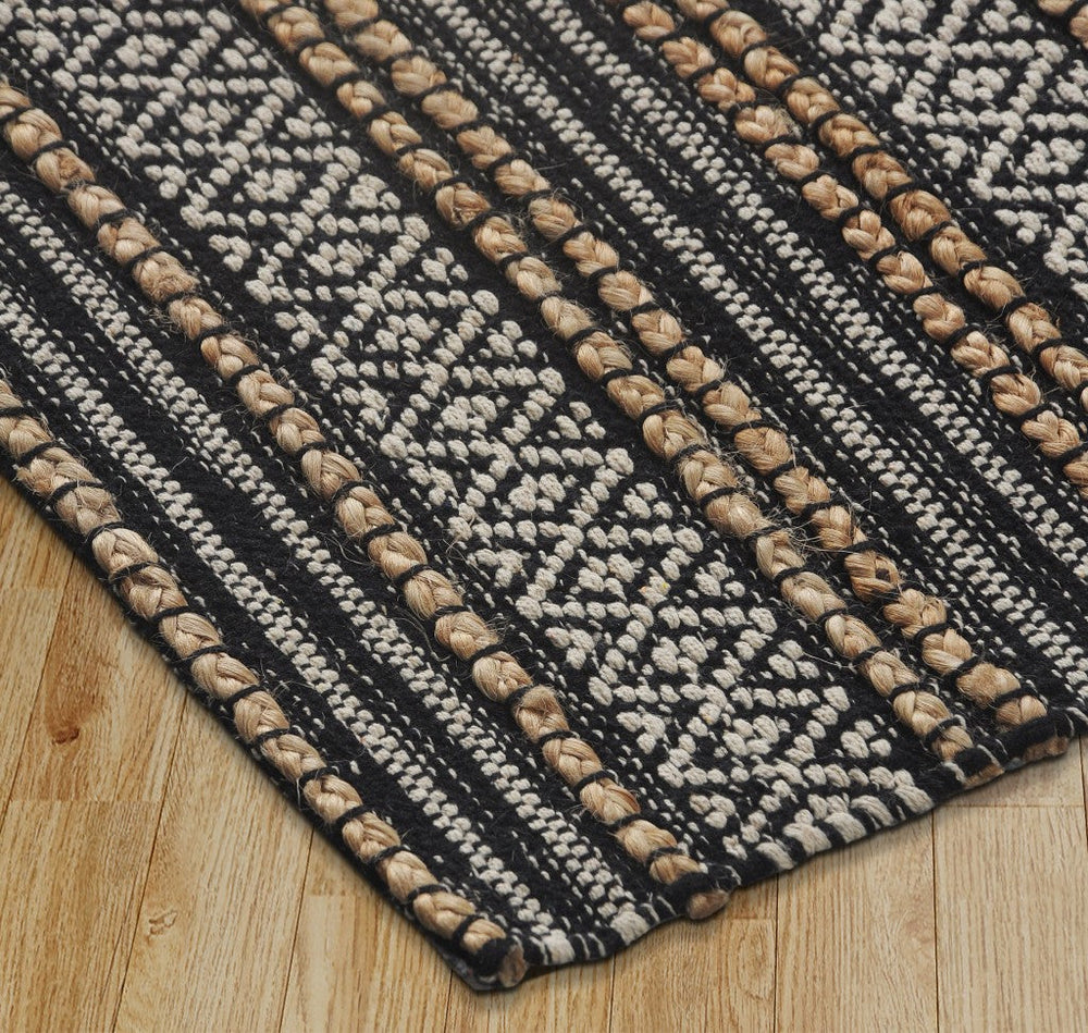 8 x 10 Black and Tan Decorative Striped Area Rug Image 2