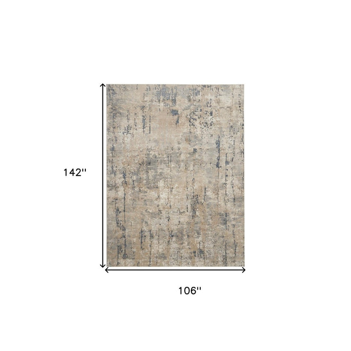 9 x 12 Beige Abstract Power Loom Area Rug Image 7