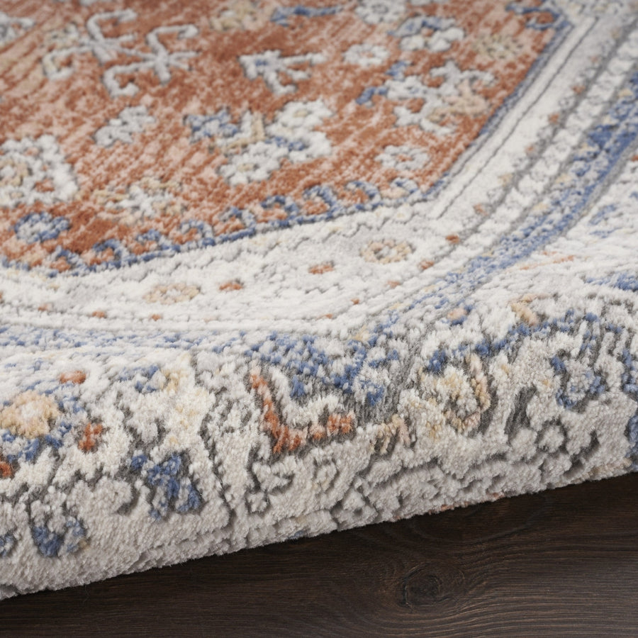 9 x 12 Blue and Beige Oriental Power Loom Area Rug Image 1