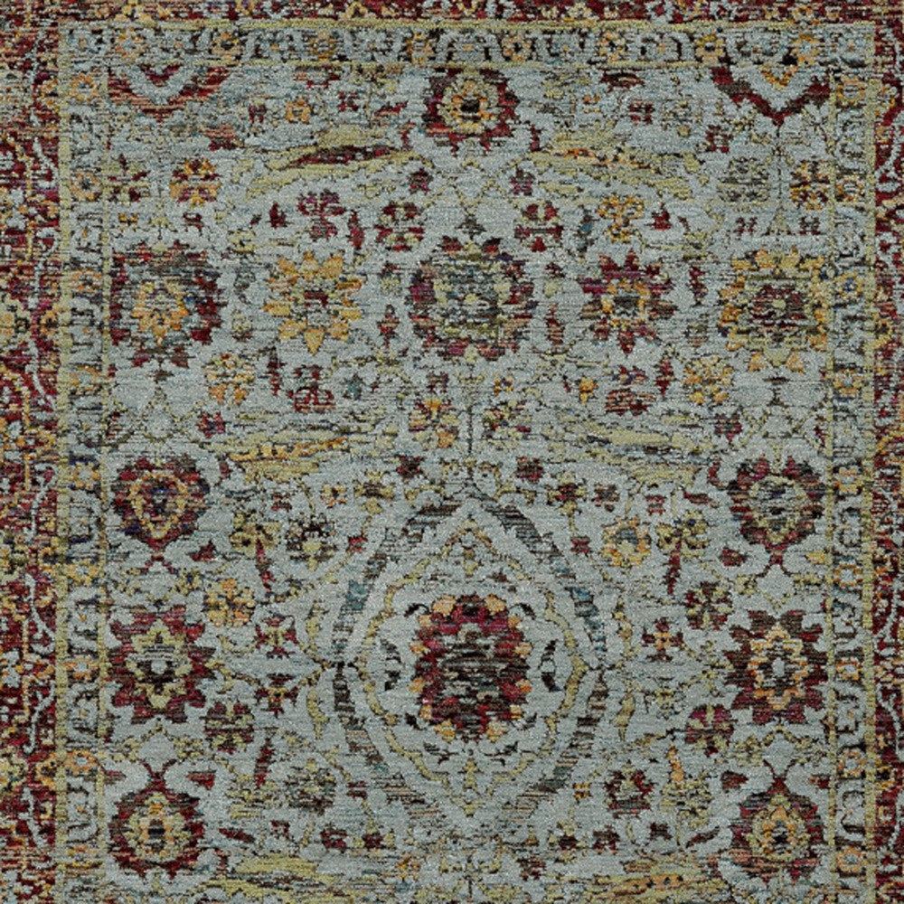 9 x 12 Blue and Green Oriental Power Loom Area Rug Image 1