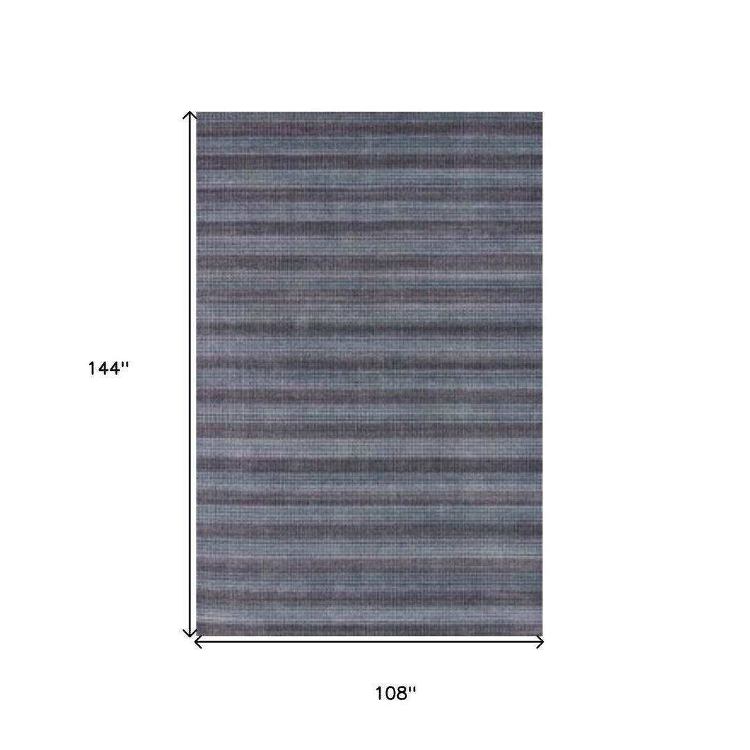 9 X 12 Blue And Black Hand Loomed Area Rug Image 5