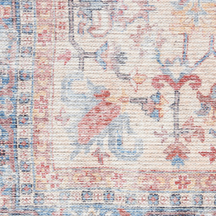 9 X 12 Blue Floral Power Loom Distressed Area Rug Image 4