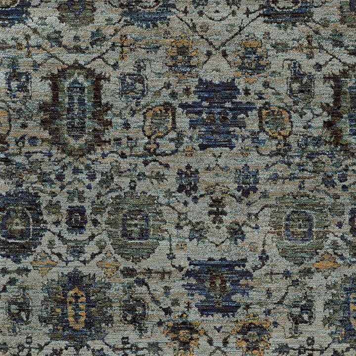 9 x 12 Blue Green Oriental Power Loom Area Rug Image 2