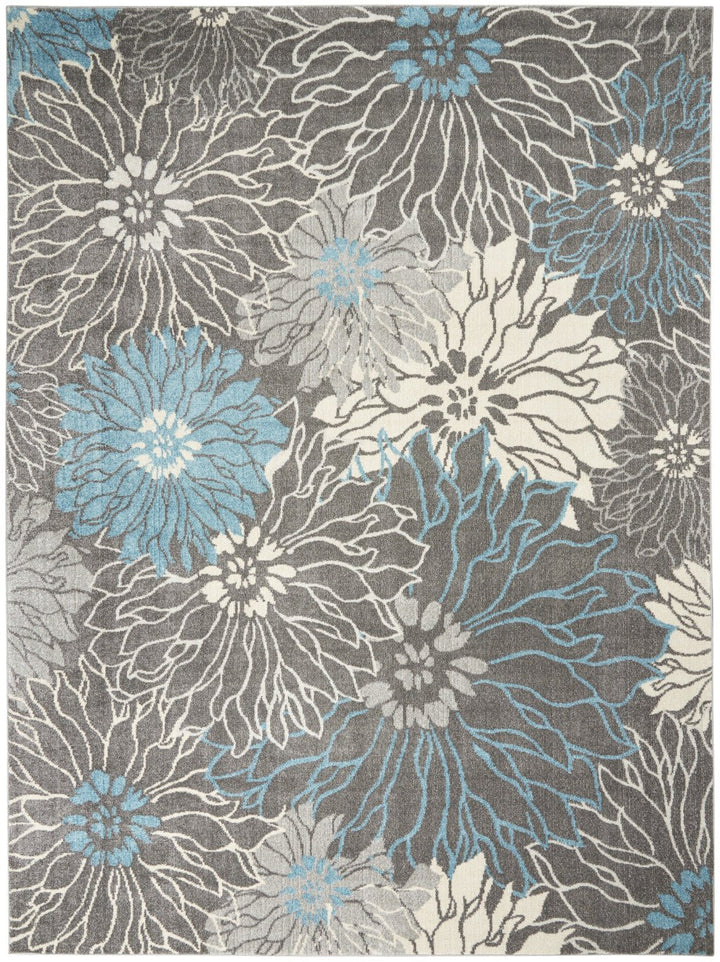 9 x 12 Charcoal Floral Power Loom Area Rug Image 1