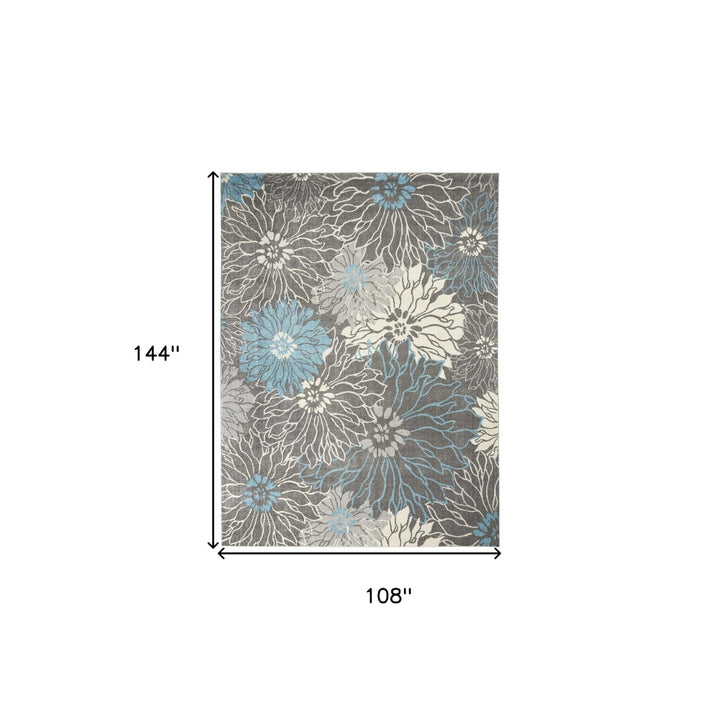 9 x 12 Charcoal Floral Power Loom Area Rug Image 5