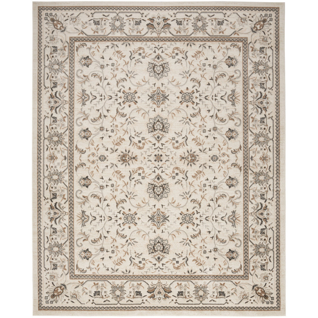 9 x 12 Cream Floral Distressed Area Rug Image 3