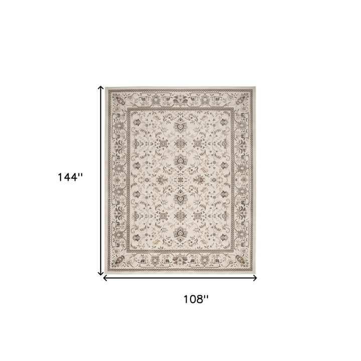 9 x 12 Cream Floral Distressed Area Rug Image 4