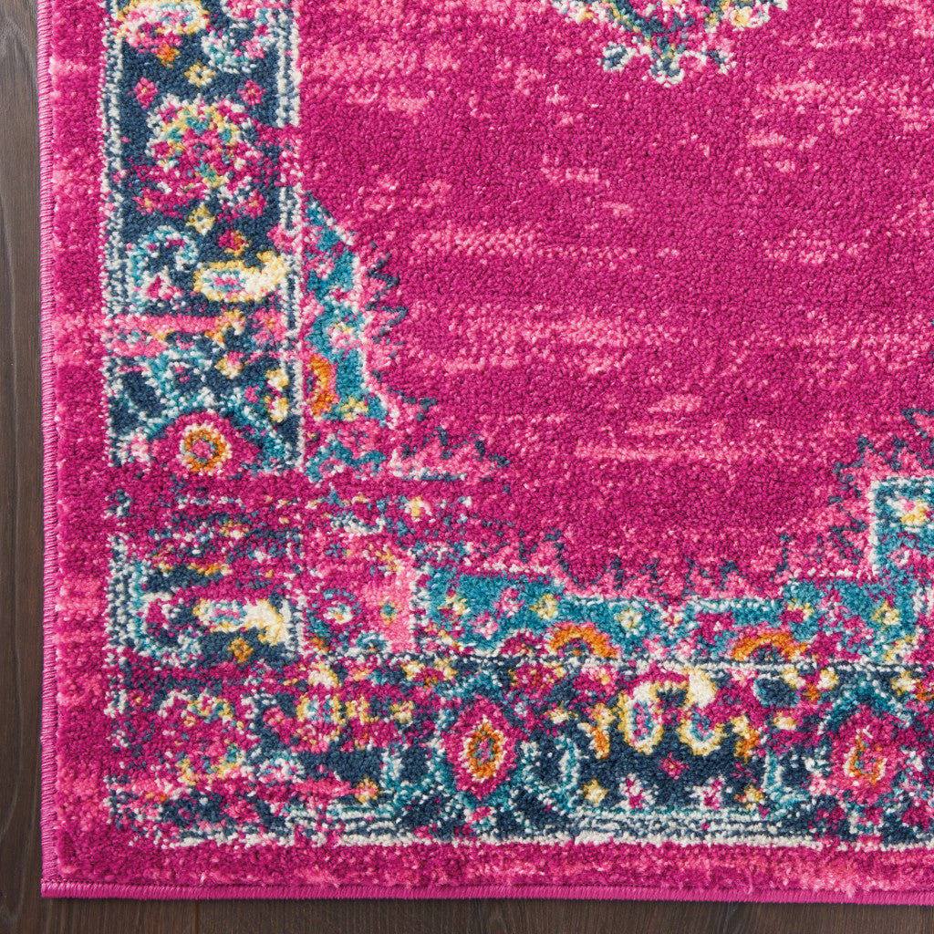 9 X 12 Fuchsia Floral Power Loom Area Rug Image 3