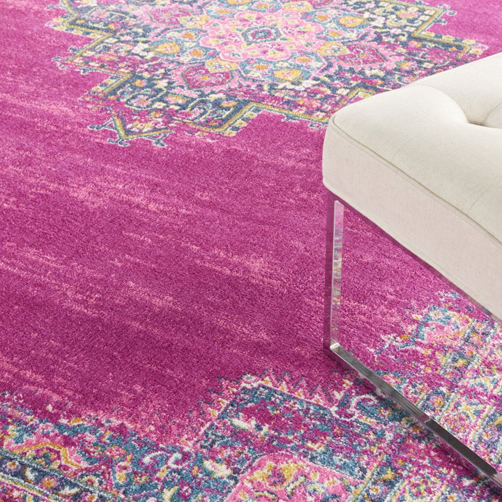 9 X 12 Fuchsia Floral Power Loom Area Rug Image 6