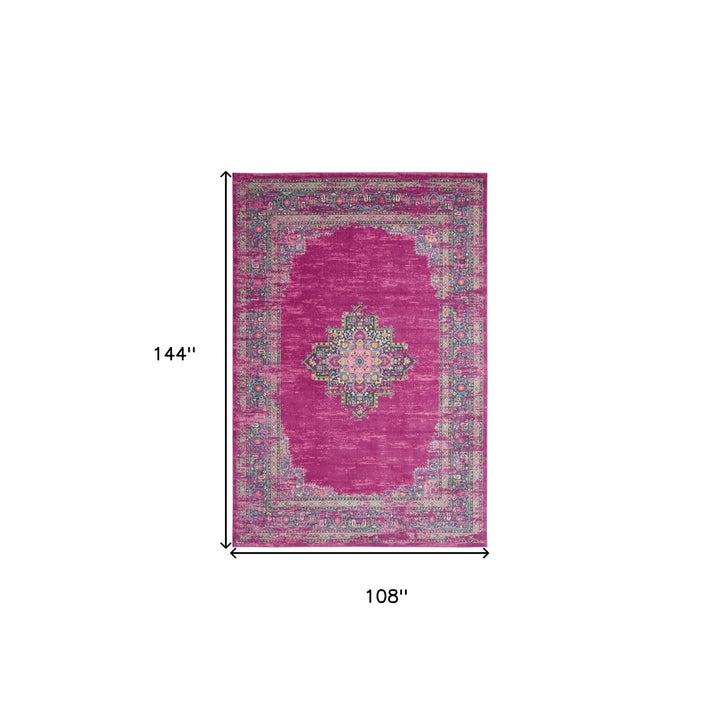 9 X 12 Fuchsia Floral Power Loom Area Rug Image 9