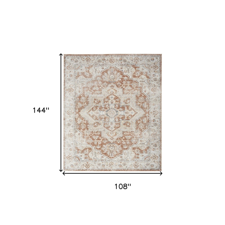 9 X 12 Gold Oriental Power Loom Area Rug Image 10