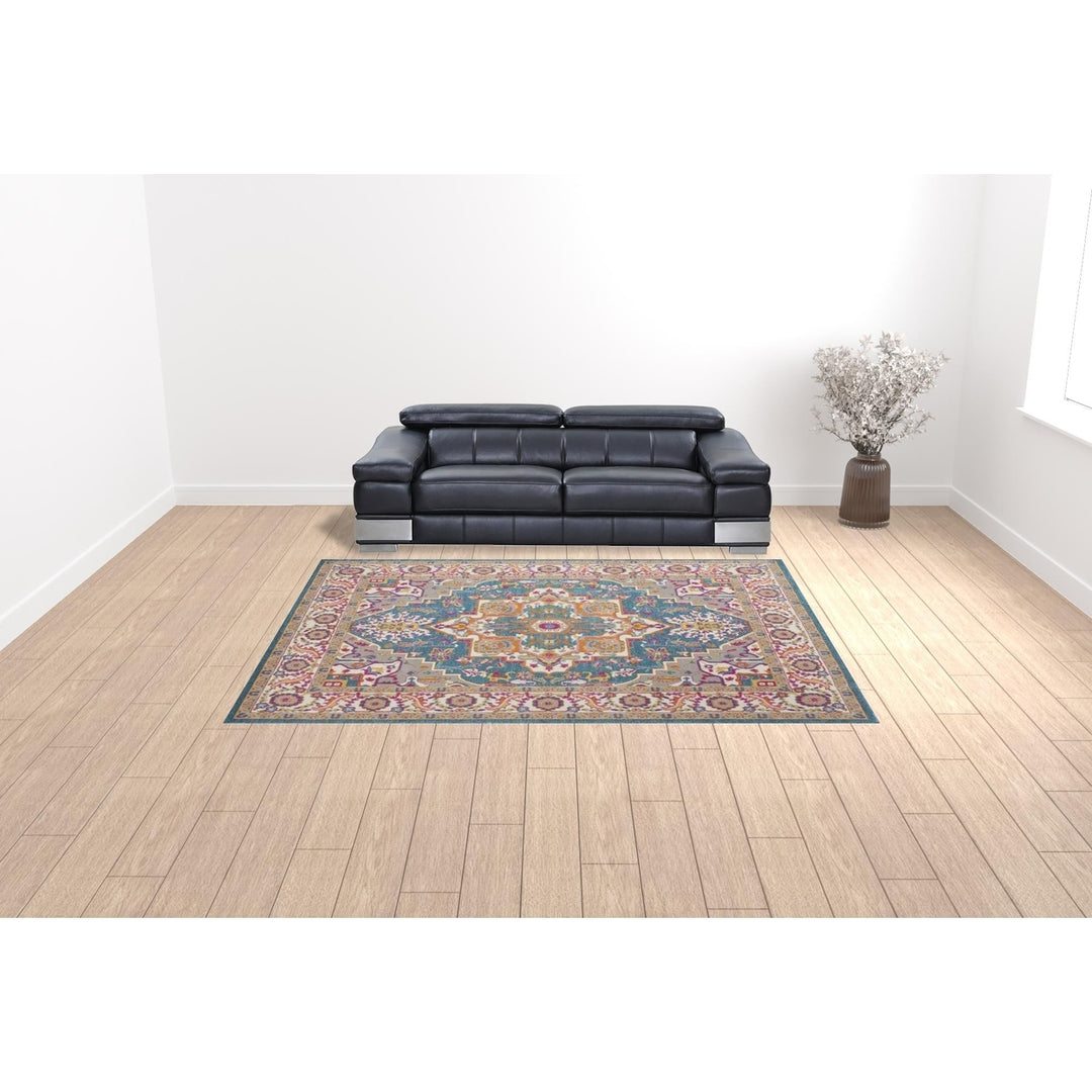 9 x 12 Gray Floral Power Loom Area Rug Image 1